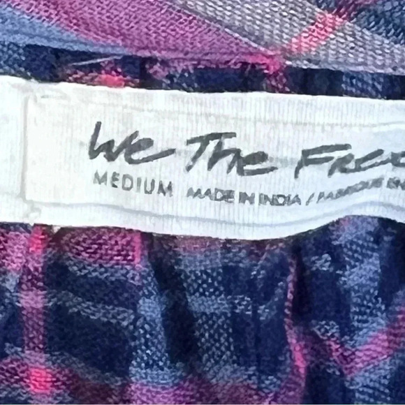 WOMEN'S PRE-WORN Medium‎ MUMU BLUE ELASTIC WAIST Flare and fringe bottom flannel - Picture 4 of 9